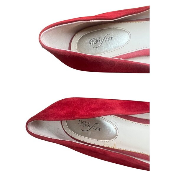 Alfani Jeules Red Faux Suede Pointed Toe Heels Womens Size 7 Medium - Picture 13 of 16